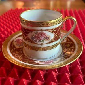 BEAUTIFUL ANTIQUE “FABRIQUE” DEMITASSE TEACUP AND SAUCER
